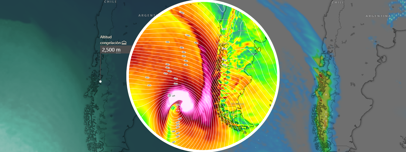 sistema frontal con río atmosférico