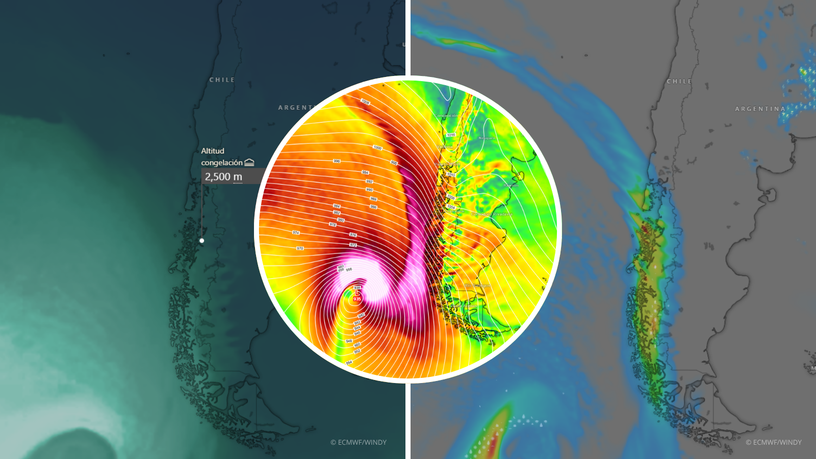 sistema frontal con río atmosférico