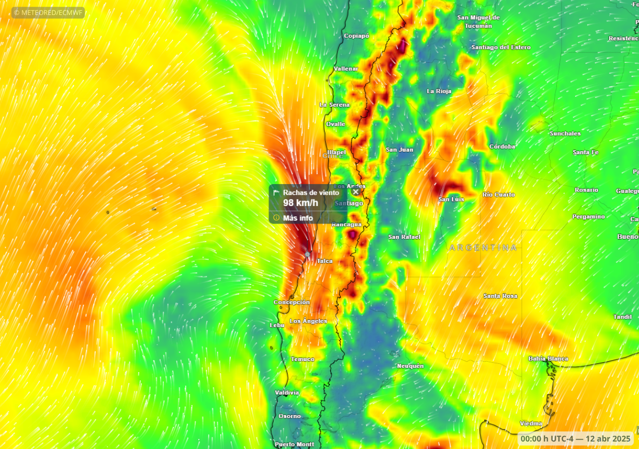 mapa de viento máximo mapa de rachas de viento