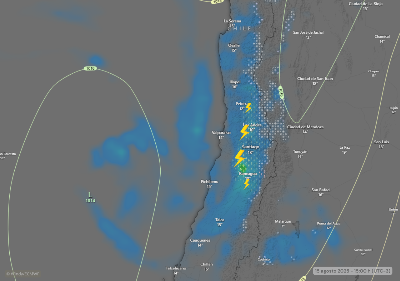zonas con pronóstico de tormenta eléctrica